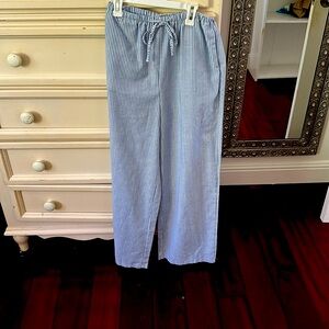 Blue and white pin stripped linen pants